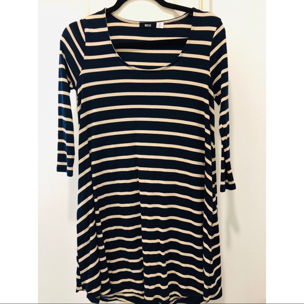 Casual navy blue striped dress
